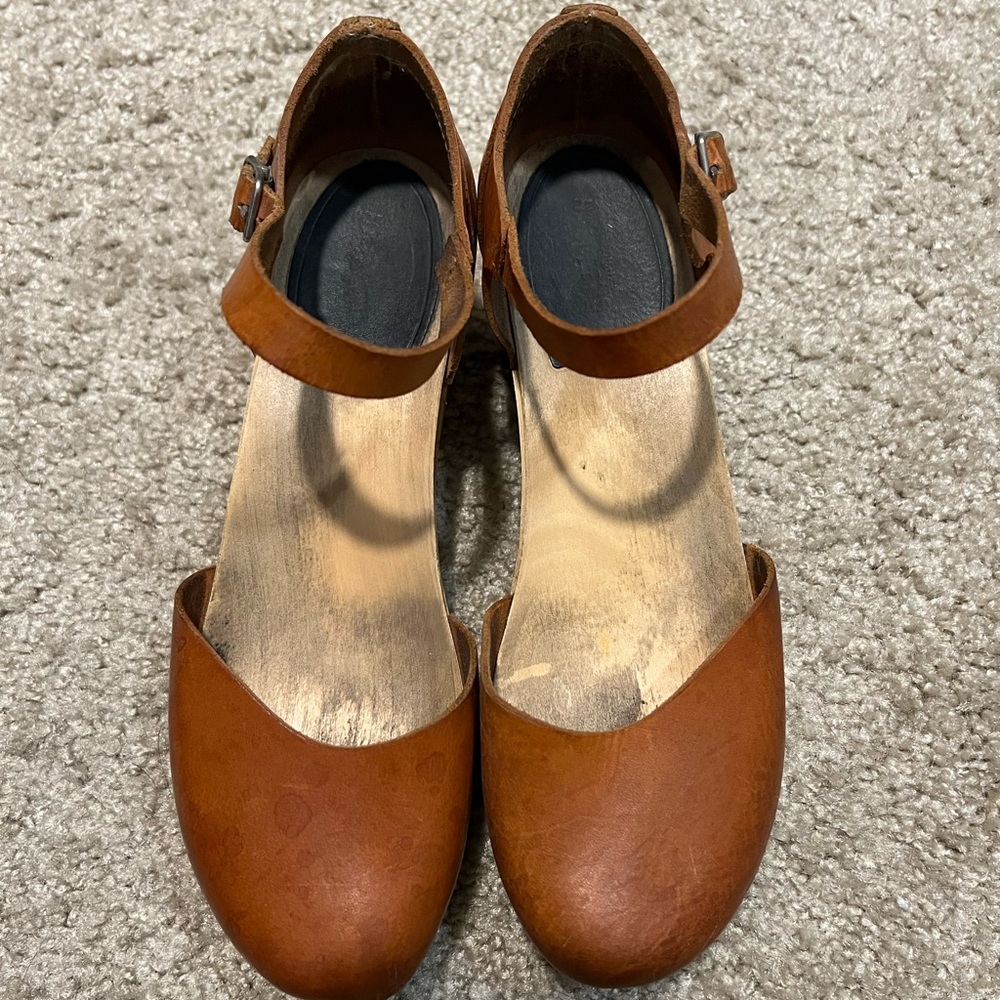 Swedish Hasbeens Brown Leather Mary Jane Shoes